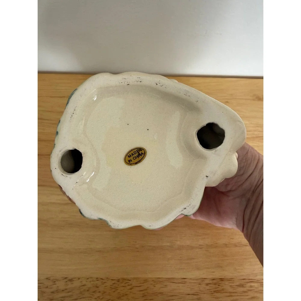 Vintage‎ Cracker Barrel Ceramic Santa Head Candle Holder 4